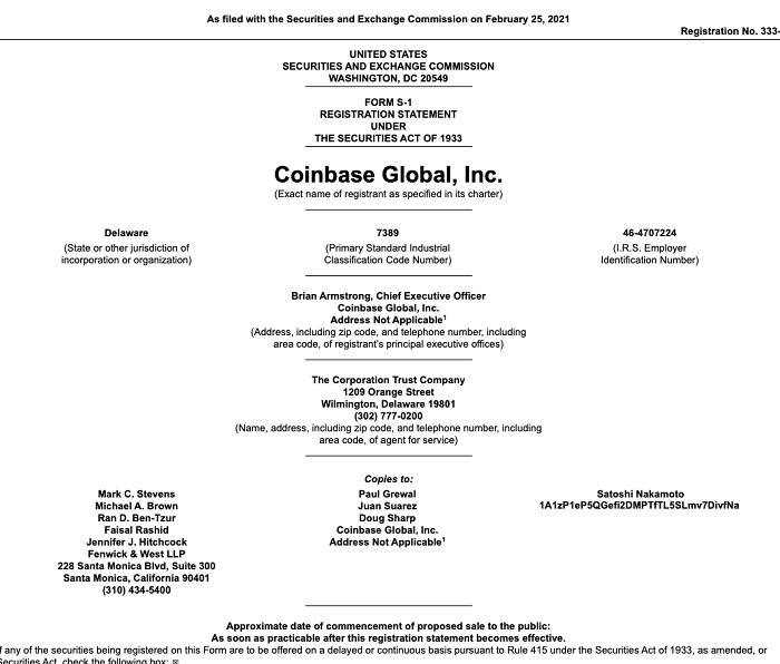 剖析 Coinbase 上市文件内神秘比特币地址：我们发现了 5 个「有趣」事实